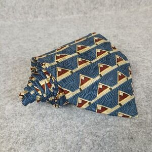 Bill Blass Necktie Mens OS Blue Geometric Silk Black Label Accessory